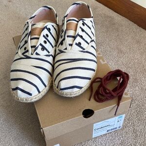 Toms Women's Espadrilles in Cream and Black Stripes